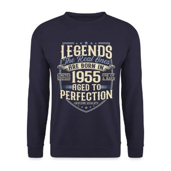 Né en 1955 Legends Cadeau d’anniversaire - Sweat-shirt Unisexe - marine - Devant - Alina (178cm) & Michal (187cm)