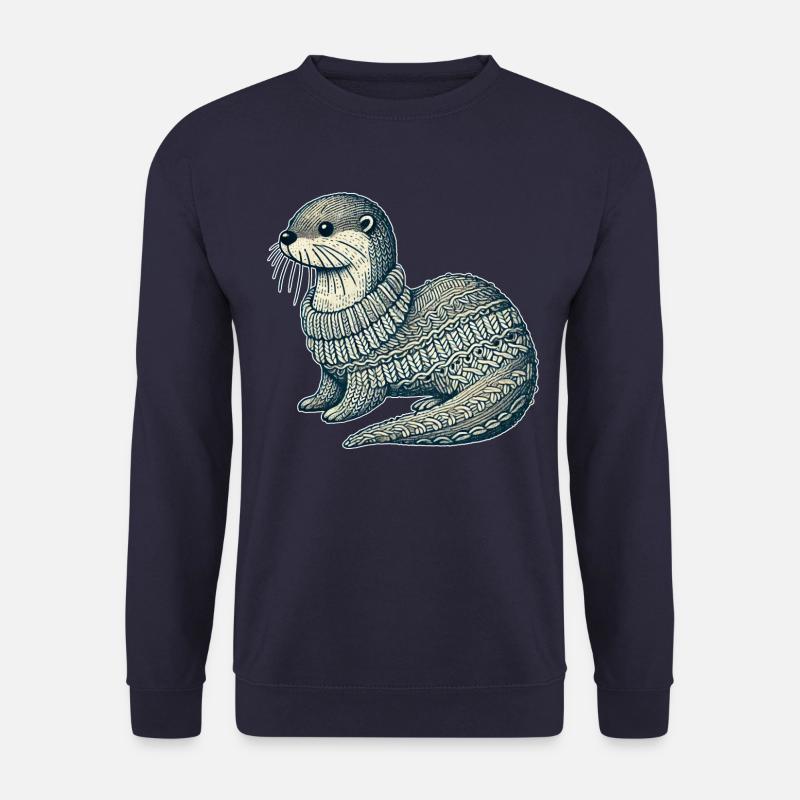 Knitted Otter - Unisex Pullover - Navy