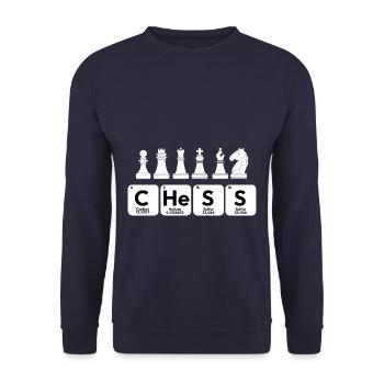 Funny Periodic Table Checker Game - Unisex Pullover - Navy - Vorne - Alina (178cm) & Michal (187cm)
