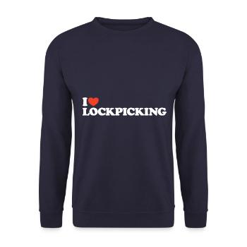 I love Lockpicking Herz Shirt - Unisex Pullover - Navy - Vorne - Alina (178cm) & Michal (187cm)