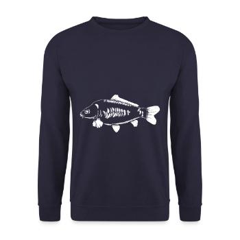 letzterWurf - White Carp - Karpfen - Unisex Pullover - Navy - Vorne - Alina (178cm) & Michal (187cm)