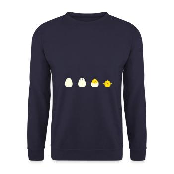 Chicks eggs hatching gift idea - Unisex Sweatshirt - navy - Front - Alina (178cm) & Michal (187cm)