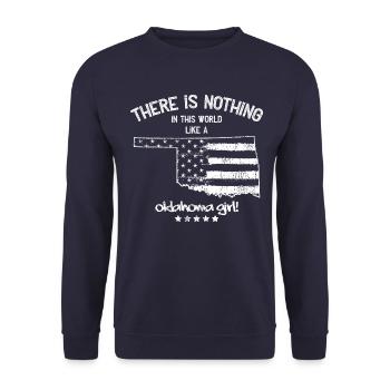USA: Nothing In Like A Oklahoma State Girl Gift - Unisex Sweatshirt - navy - Front - Alina (178cm) & Michal (187cm)