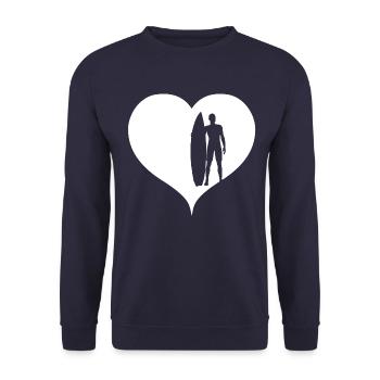 Surfer Herz weiß - Unisex Pullover - Navy - Vorne - Alina (178cm) & Michal (187cm)