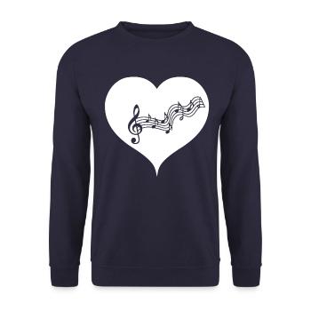 Herz Note Musiknote Musik Liebe weiß Geschenkidee - Unisex Pullover - Navy - Vorne - Alina (178cm) & Michal (187cm)