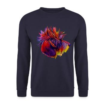 Punk Dachshund Henri Shaggy Dachshund Fever - Unisex Sweatshirt - navy - Front - Alina (178cm) & Michal (187cm)