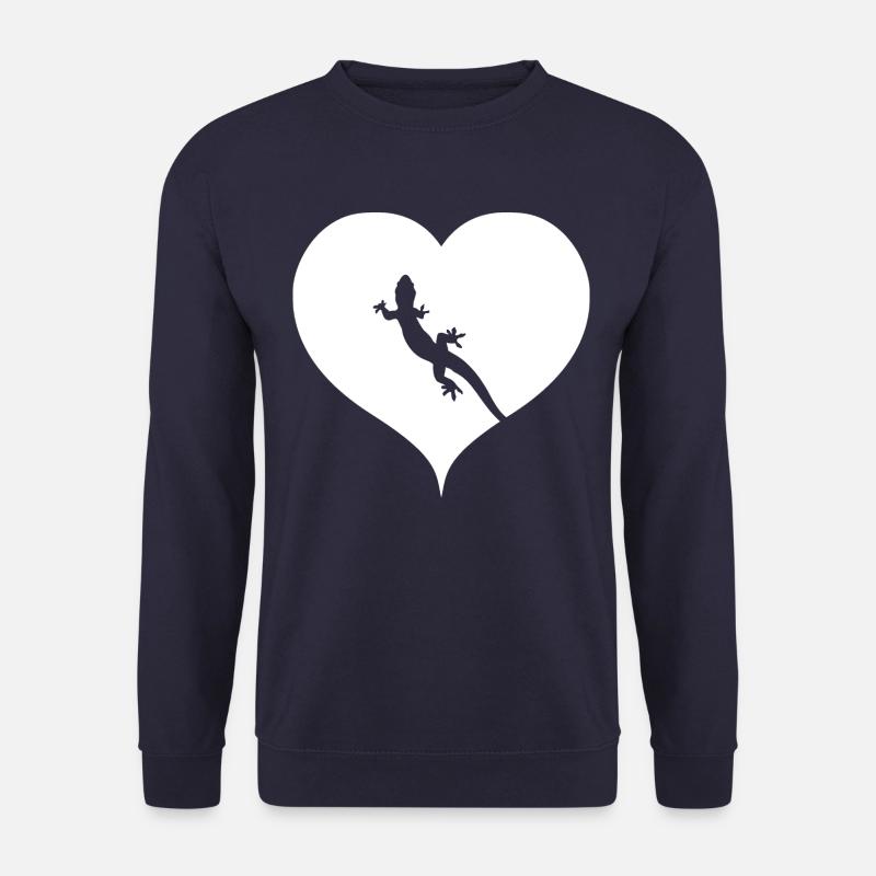 Gecko Herz Geschenk Reptil Eidechse - Unisex Pullover - Navy