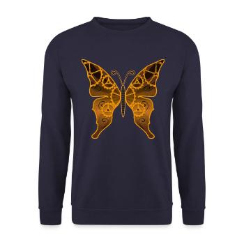 Steampunk sommerfugl - Unisex sweater - marineblå - Foran - Alina (178cm) & Michal (187cm)
