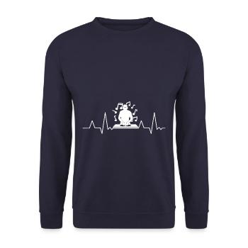 DJ Heartbeat - Unisex Pullover - Navy - Vorne - Alina (178cm) & Michal (187cm)