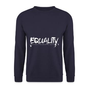 EQUALITY Schriftzug - Unisex Pullover - Navy - Vorne - Alina (178cm) & Michal (187cm)