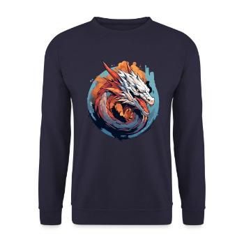 Dragon Emblem - Unisex Pullover - Navy - Vorne - Alina (178cm) & Michal (187cm)