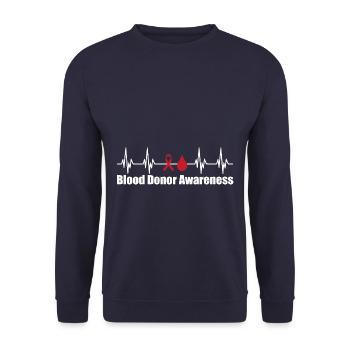 Blood Donor Awareness Heartbeat - Unisex Pullover - Navy - Vorne - Alina (178cm) & Michal (187cm)