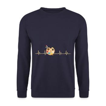 Artist Painter Heartbeat - Unisex Pullover - Navy - Vorne - Alina (178cm) & Michal (187cm)