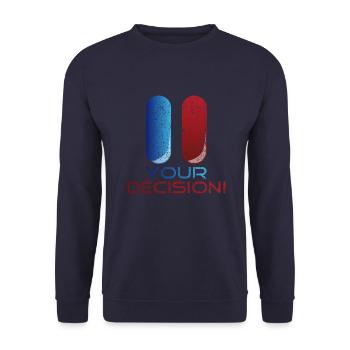 Ihr Geschenk zur Entscheidung - Unisex Pullover - Navy - Vorne - Alina (178cm) & Michal (187cm)