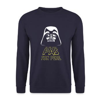 JE NE SUIS PAS TON PERE - Sweat-shirt Unisexe - marine - Devant - Alina (178cm) & Michal (187cm)