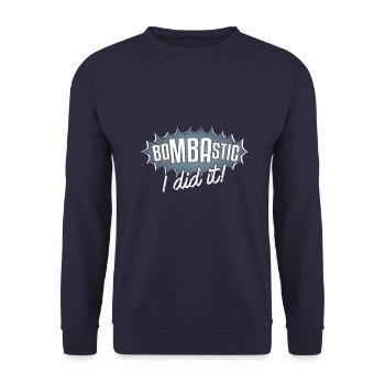 Bombastisch habe ich es getan Geschenk - Unisex Pullover - Navy - Vorne - Alina (178cm) & Michal (187cm)