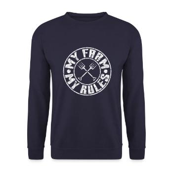 Meine Farm meine Regeln Geschenk - Unisex Pullover - Navy - Vorne - Alina (178cm) & Michal (187cm)