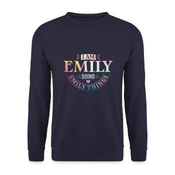 Ich bin Emily Doing Emily Things Geschenk - Unisex Pullover - Navy - Vorne - Alina (178cm) & Michal (187cm)
