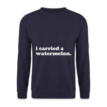 Funny I Carried A Watermelon - Unisex Pullover - Navy - Vorne - Alina (178cm) & Michal (187cm)
