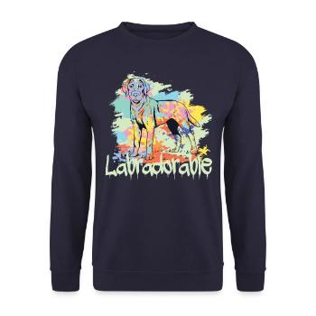 Labradorable Labrador Hund Hunde Geschenk design - Unisex Pullover - Navy - Vorne - Alina (178cm) & Michal (187cm)