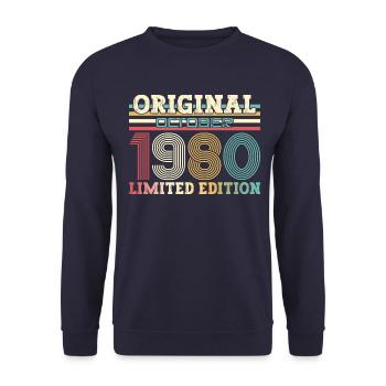 44ème Anniversaire Légende Octobre 1980 Vintage 80's - Sweat-shirt Unisexe - marine - Devant - Alina (178cm) & Michal (187cm)