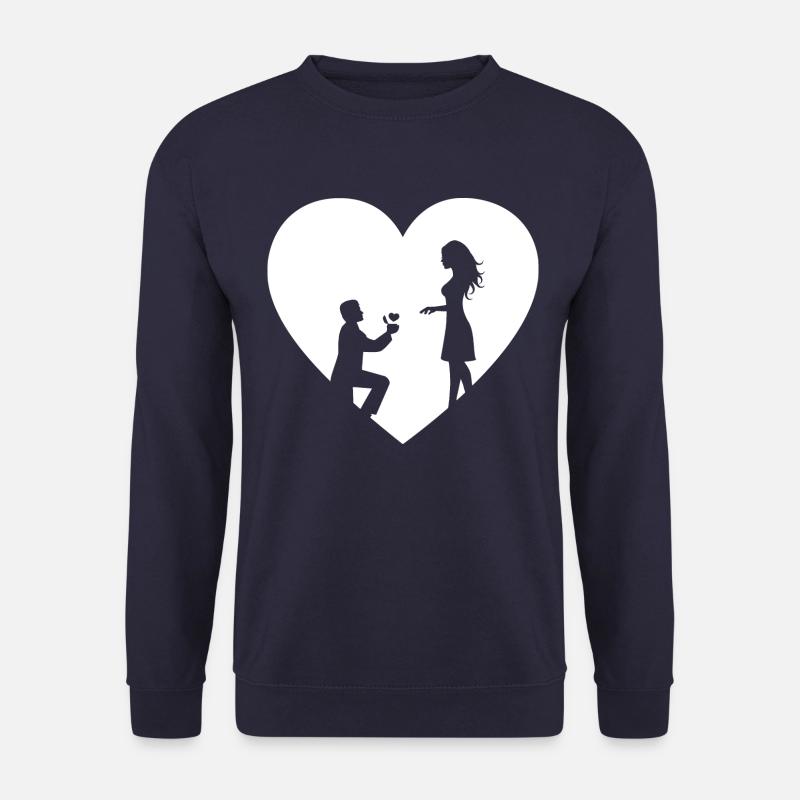 Heart Marry Marriage proposal Engagement white - Unisex Sweatshirt - navy