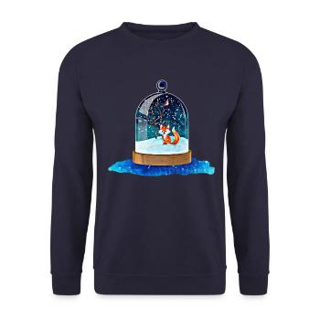 Christmas snow globe with fox - Unisex Sweatshirt - navy - Front - Alina (178cm) & Michal (187cm)
