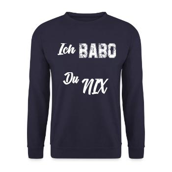 Ich Babo du nix - Unisex Pullover - Navy - Vorne - Alina (178cm) & Michal (187cm)
