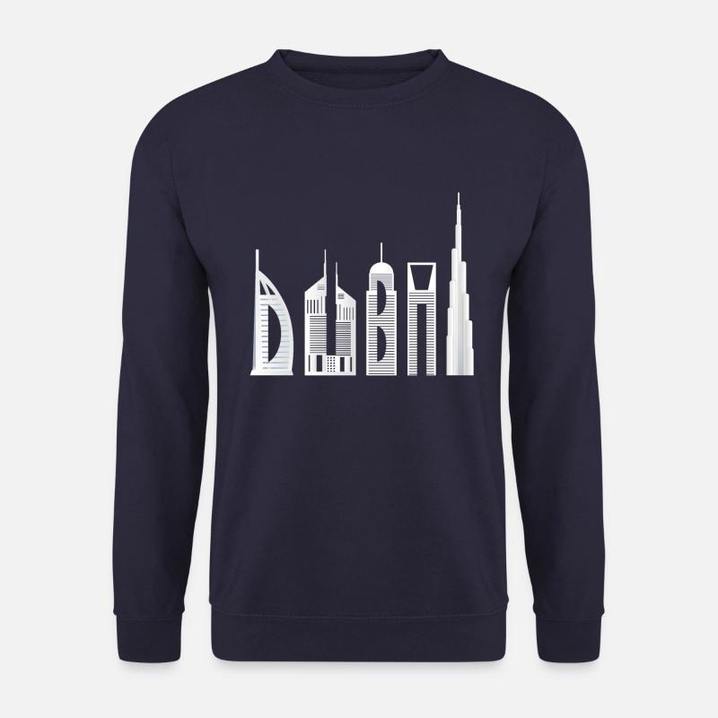 Dubai Skyline Souvenir berühmte Gebäude Typografie - Unisex Pullover - Navy