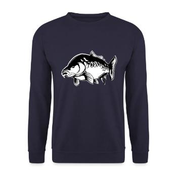 zeilenkarpfen Karpfen Angler Geschenk Carpfishing - Unisex Pullover - Navy - Vorne - Alina (178cm) & Michal (187cm)