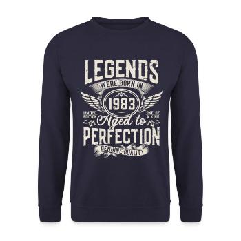 Né en 1983 Legends Cadeau d’anniversaire - Sweat-shirt Unisexe - marine - Devant - Alina (178cm) & Michal (187cm)