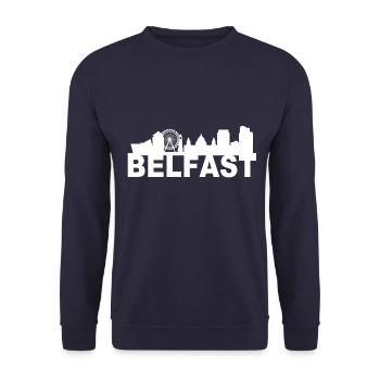 Belfast Northern Ireland Skyline Gift Idea UK - Unisex Sweatshirt - navy - Front - Alina (178cm) & Michal (187cm)