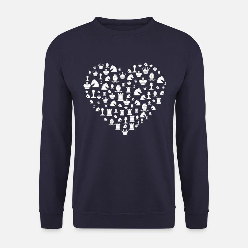 Schach Figuren Herz Läufer Turm Spieler Geschenk - Unisex Pullover - Navy