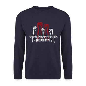 Together against right - Unisex Sweatshirt - navy - Front - Alina (178cm) & Michal (187cm)