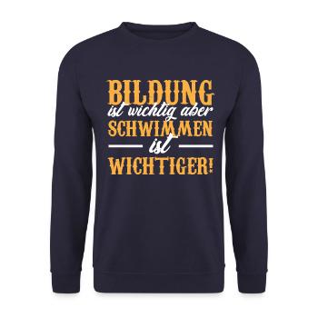 Swim Shirt · EDUCATION · Gift - Unisex Sweatshirt - navy - Front - Alina (178cm) & Michal (187cm)
