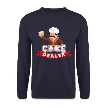 Kuchen-Händler-lustiges Backen-Wortspiel-Küchen-Stimmungs-Geschenk - Unisex Pullover - Navy - Vorne - Alina (178cm) & Michal (187cm)
