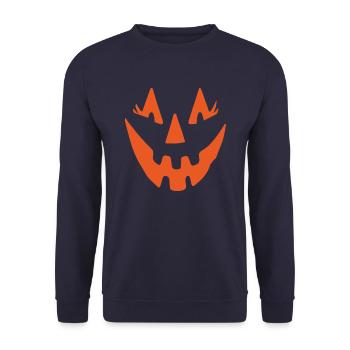 Pumpkin Halloween Face - Unisex Sweatshirt - navy - Front - Alina (178cm) & Michal (187cm)