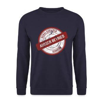 Witziger Spruch Ausser Betrieb - Unisex Pullover - Navy - Vorne - Alina (178cm) & Michal (187cm)