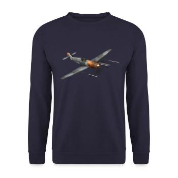 Flugzeug Luftkampf Propellerflugzeug WW2 - Unisex Pullover - Navy - Vorne - Alina (178cm) & Michal (187cm)