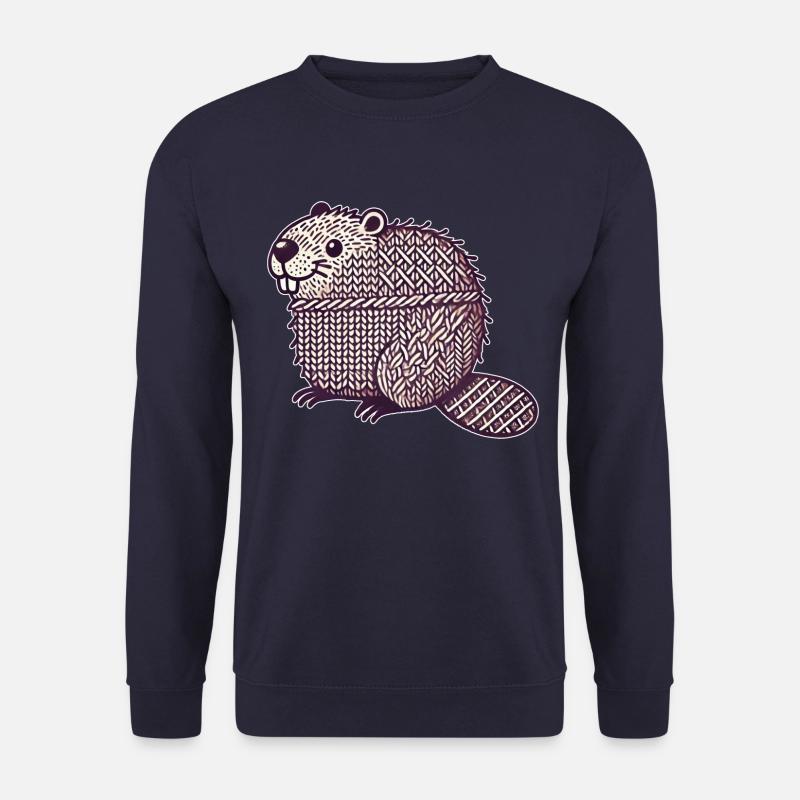 Knitted Beaver - Unisex Sweatshirt - navy