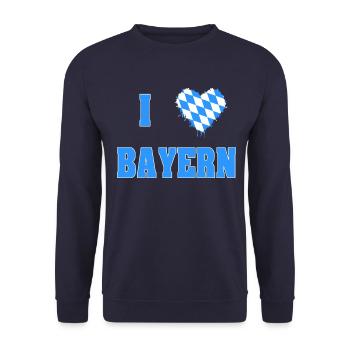 I love Bayer, Ich liebe Bayern - Unisex Pullover - Navy - Vorne - Alina (178cm) & Michal (187cm)