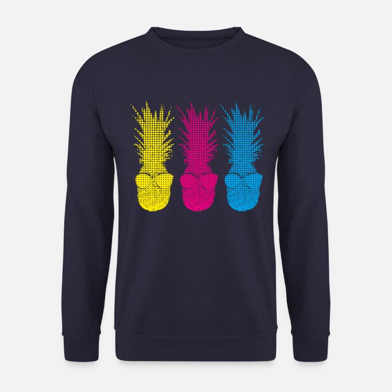 Pop Art Pinapples > Three Neon Colored Fruits - Unisex Pullover - Navy
