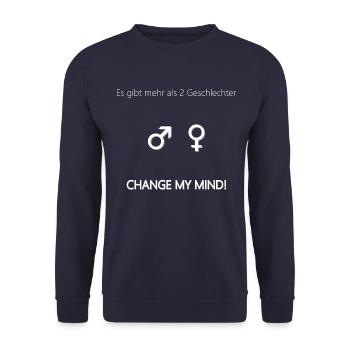 Es gibt mehr als 2 Geschlechter - Change my mind - Unisex Pullover - Navy - Vorne - Alina (178cm) & Michal (187cm)