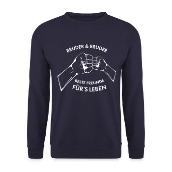 Hände Bruder und Bruder weiss Geschenk Idee - Unisex Pullover - Navy - Vorne - Alina (178cm) & Michal (187cm)