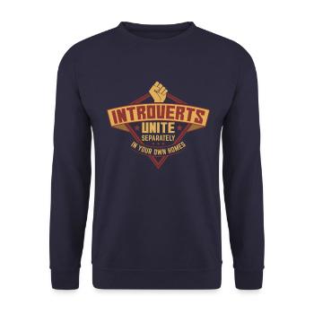 Introverts Unite Separately In Your Own Homes Gift - Unisex Sweatshirt - navy - Front - Alina (178cm) & Michal (187cm)