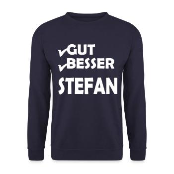 Gut Besser Stefan - Unisex Pullover - Navy - Vorne - Alina (178cm) & Michal (187cm)