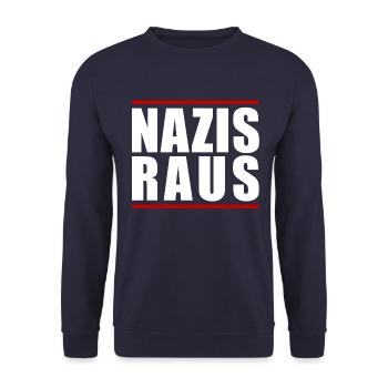 NAZIS OUT - Unisex Sweatshirt - navy - Front - Alina (178cm) & Michal (187cm)