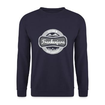 Klettern im Frankenjura meine Leidenschaft - Unisex Pullover - Navy - Vorne - Alina (178cm) & Michal (187cm)