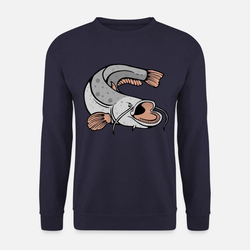 Waller, Wels, Catfish - Anglershirt Illustration - Unisex Pullover - Navy