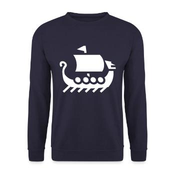 Wikinger Vikinger Schiff Segelschiff Segeln - Unisex Pullover - Navy - Vorne - Alina (178cm) & Michal (187cm)